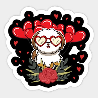 Shih Tzu Valentines Day Design Sticker